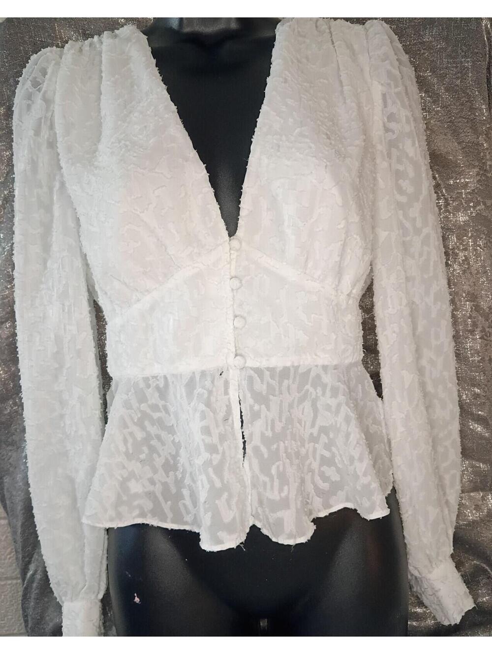 Brenna Fil De coupe Long Sleeve Peplum Victorian Style Women's Blouse